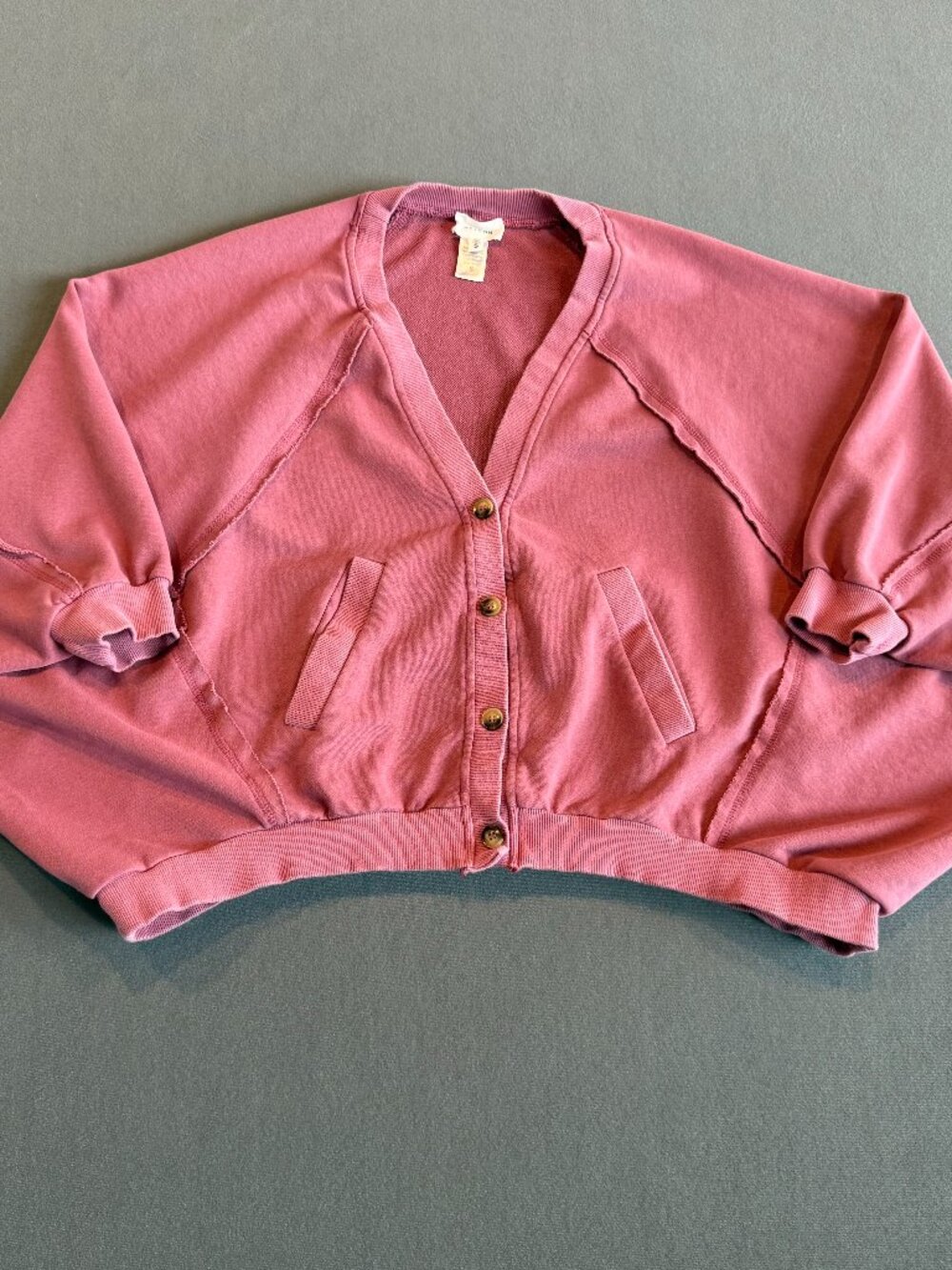 HEYSON Women’s Oversized Dolman Cardigan Antique Rose Exposed Seam Small